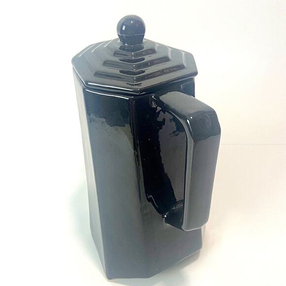 Capodimonte Studio Ceramico Black Porcelain Espresso Tea Pot W/lid MCM Vintage - Picture 2 of 8